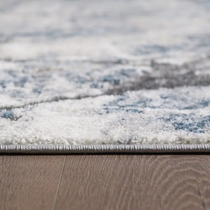 Blue Grey Modern Abstract Marble Rug