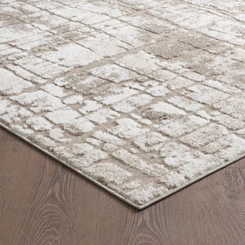 Beige Cream Modern Rustic Abstract Rug