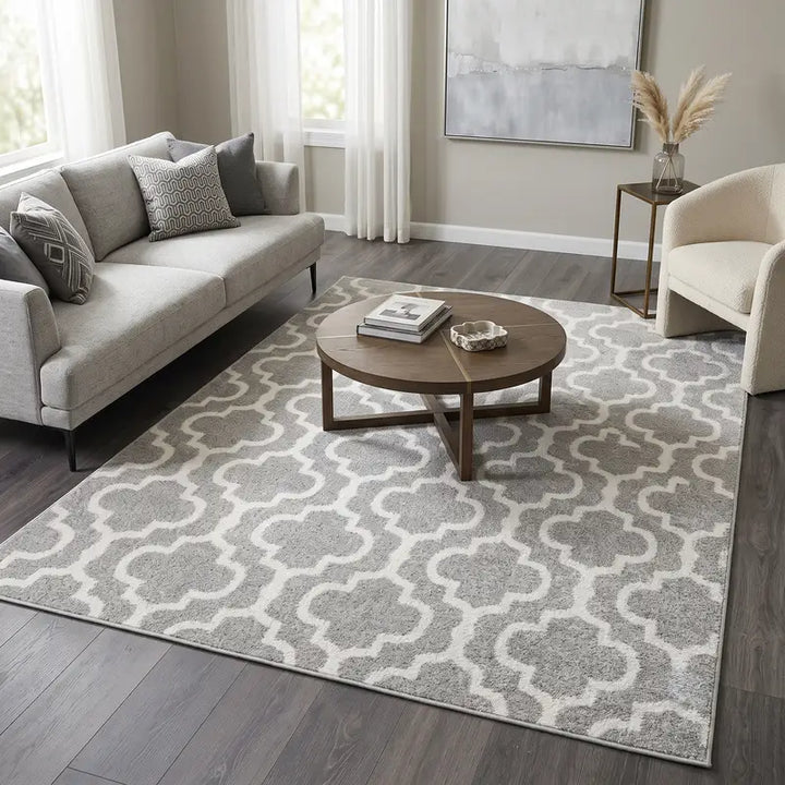 Grey Lattice Moroccan Rug