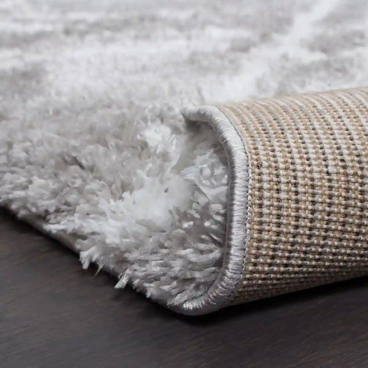 Grey White Lattice Lines Moroccan Shag Rug