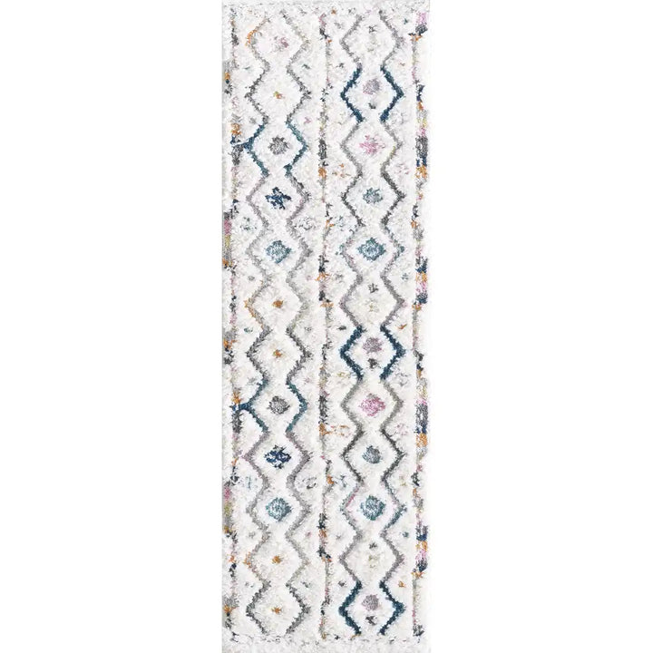 Off-White Multicolor Chevron Shag Rug