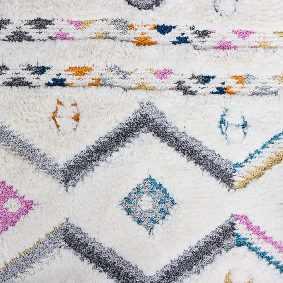 Off-White Multicolor Chevron Shag Rug