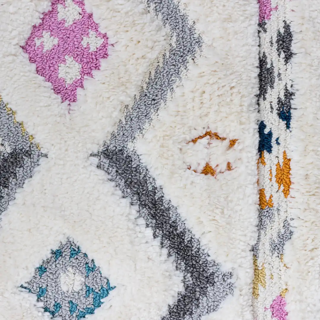 Off-White Multicolor Chevron Shag Rug