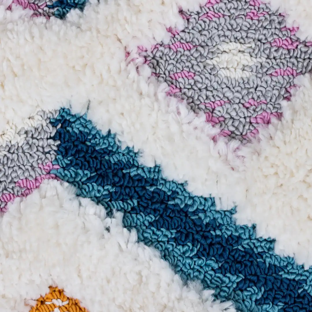 Off-White Multicolor Chevron Shag Rug