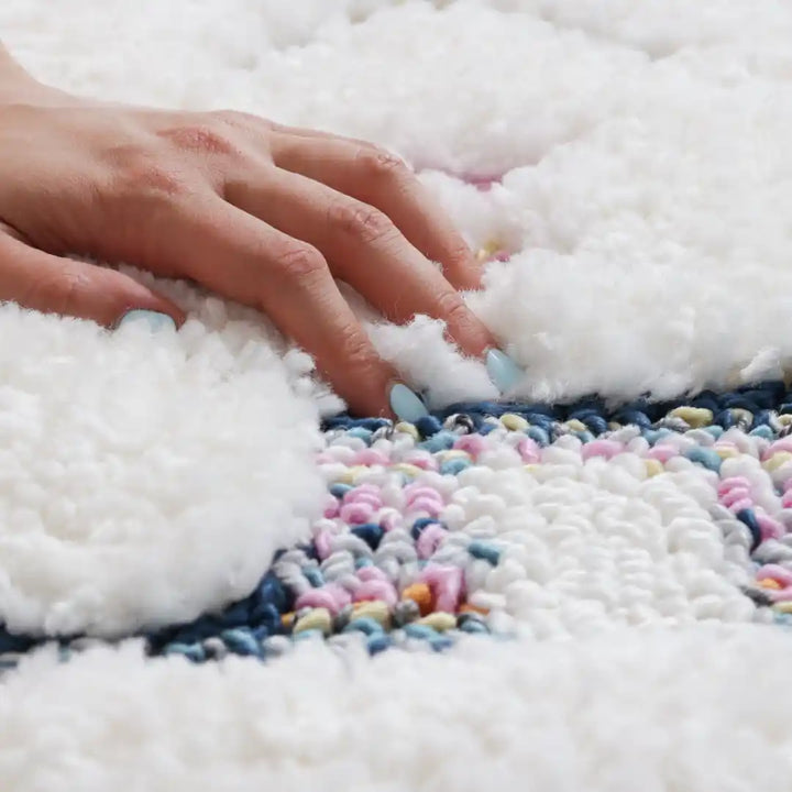 Off-White Multicolor Contemporary Boho Shag Rug
