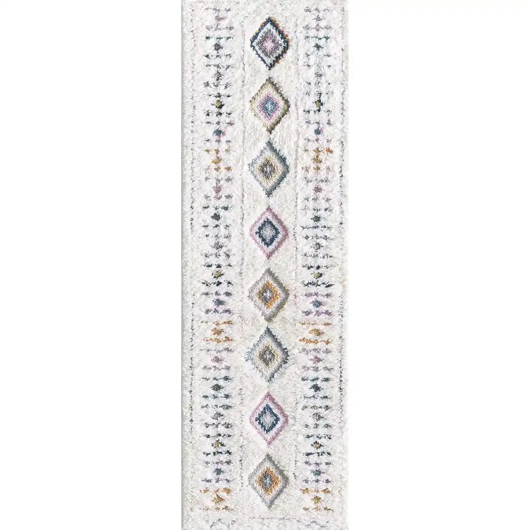 Off-White Multicolor Diamond Motif Contemporary Rug