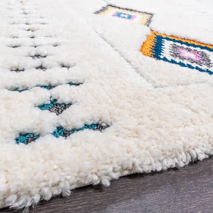 Off-White Multicolor Diamond Motif Contemporary Rug