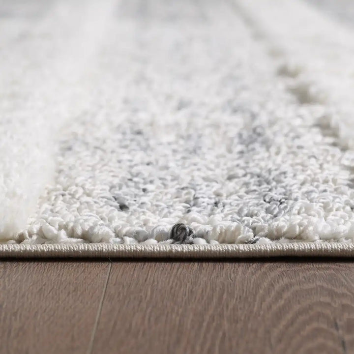 Cream Grey Modern Moroccan Shag Rug
