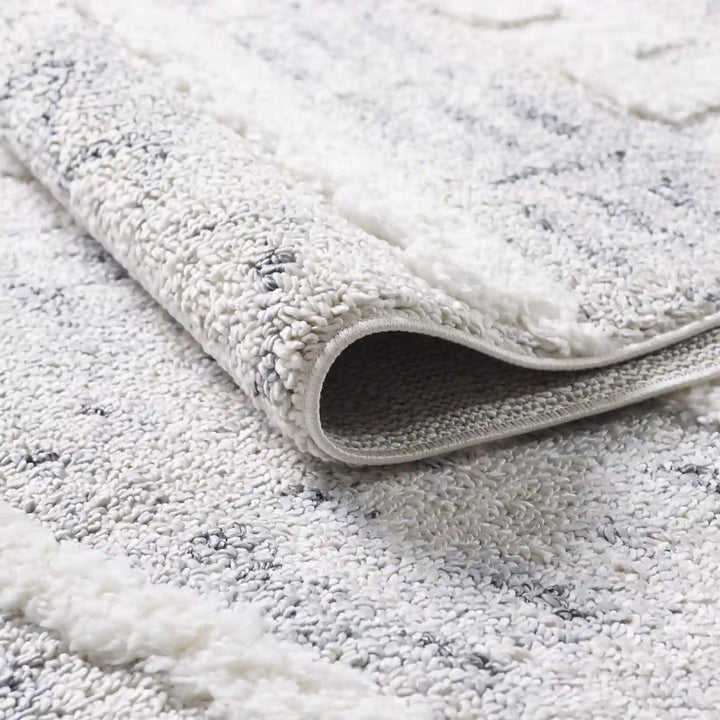 Cream Grey Modern Moroccan Shag Rug