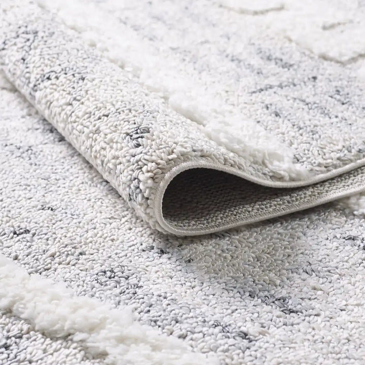 Cream Grey Modern Moroccan Shag Rug