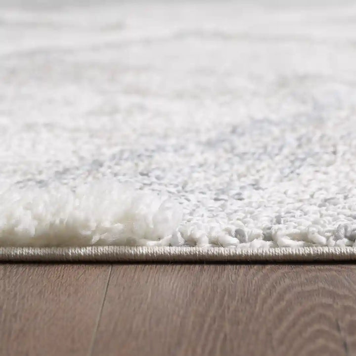 Cream Grey Trellis Moroccan Lines Shag Rug