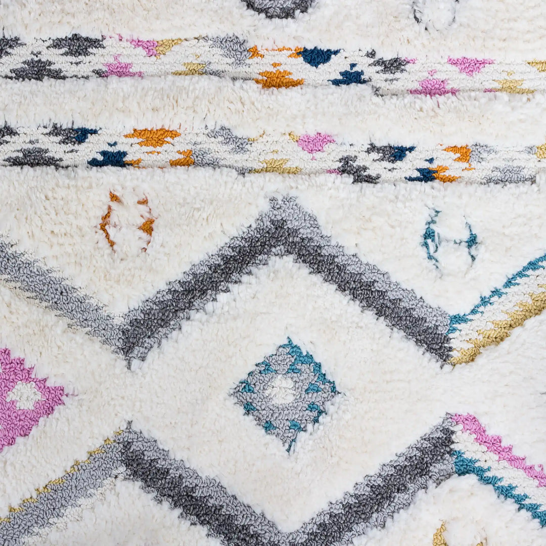 Off-White Multicolor Chevron Shag Rug