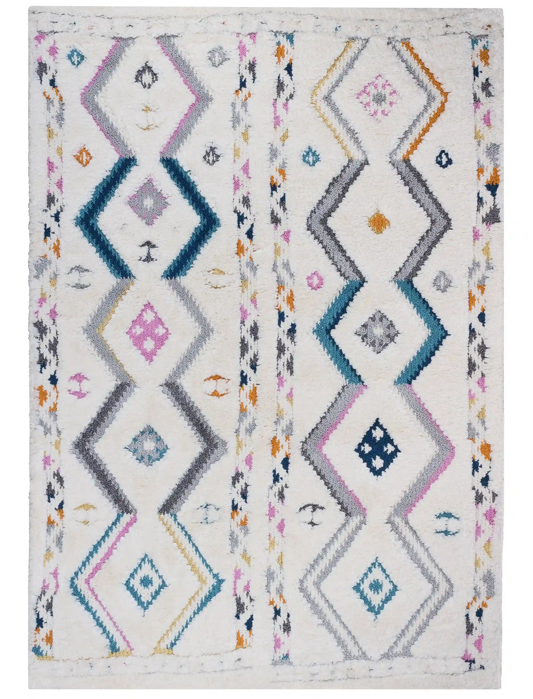 Off-White Multicolor Chevron Shag Rug