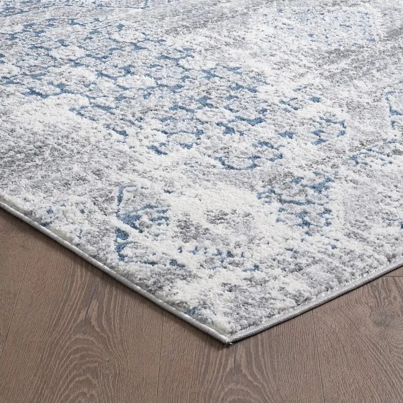 Off-White Blue Modern Abstract Rug