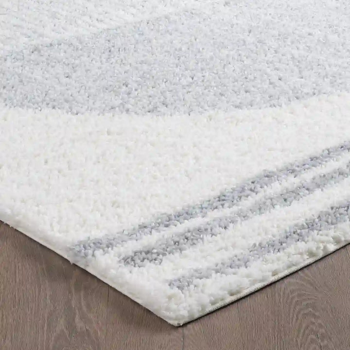 Cream Grey Modern Circle Shag Rug