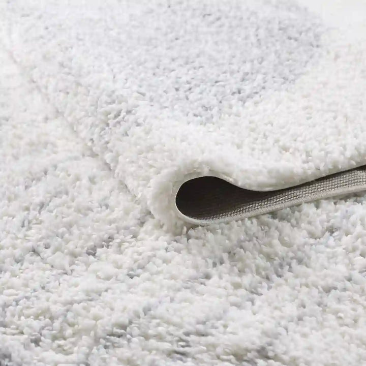 Cream Grey Modern Circle Shag Rug