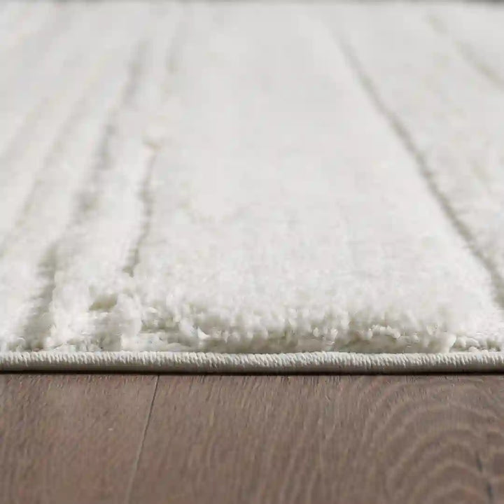Cream Modern Abstract Wavy Shag Rug
