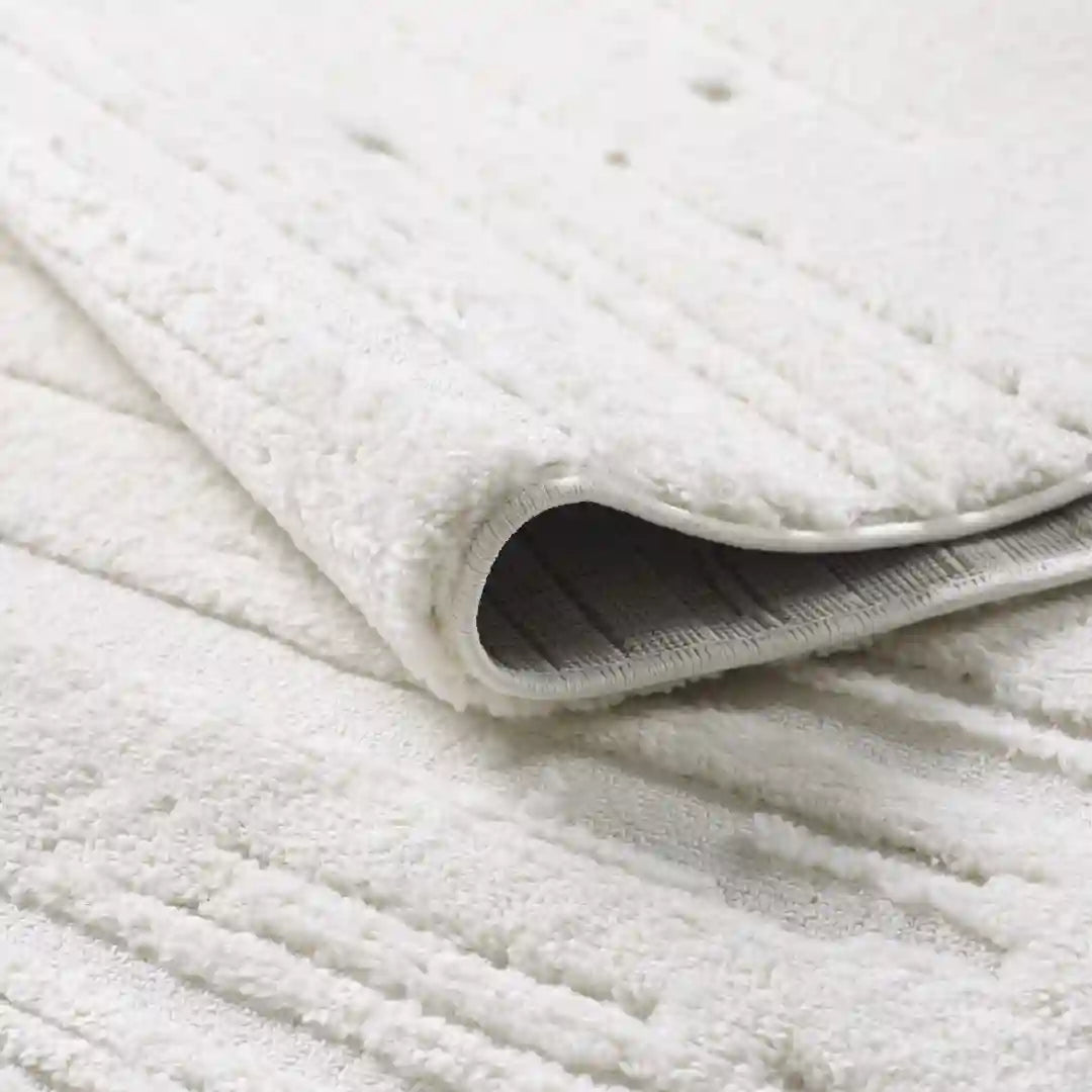 Cream Modern Abstract Wavy Shag Rug