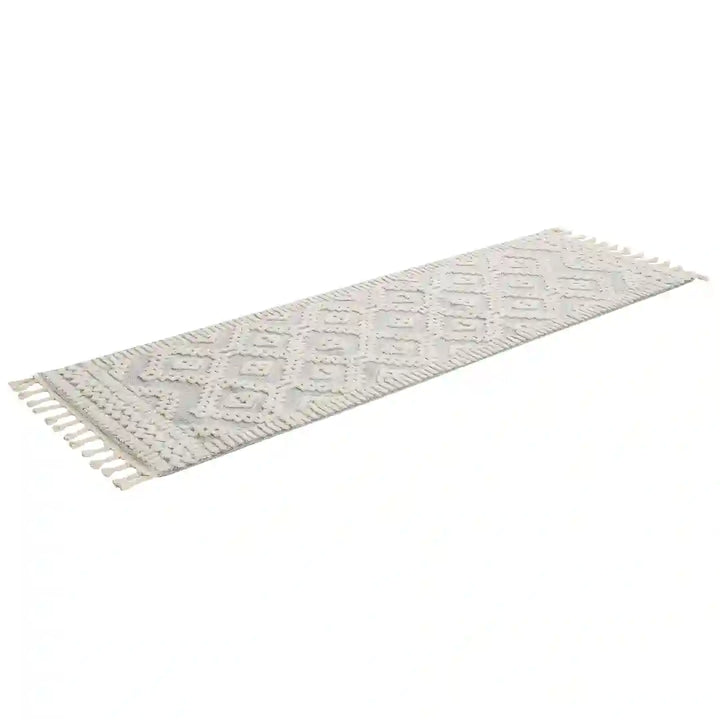 Grey Cream Moroccan Geometric Rug