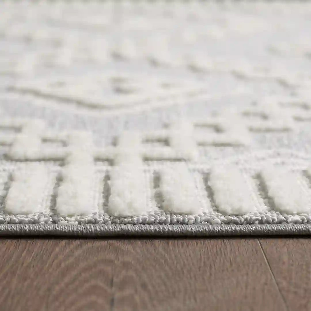 Grey Cream Moroccan Geometric Rug
