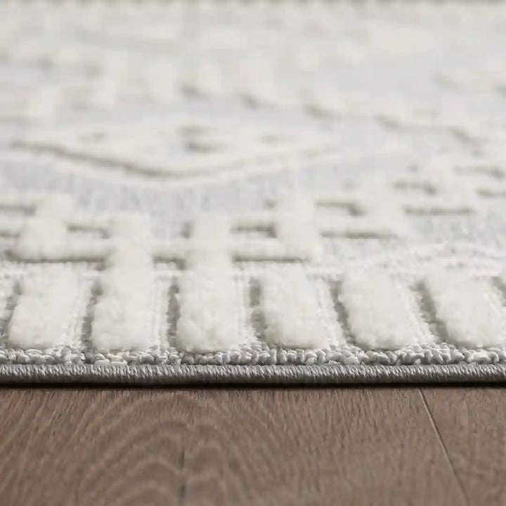 Grey Cream Moroccan Geometric Rug