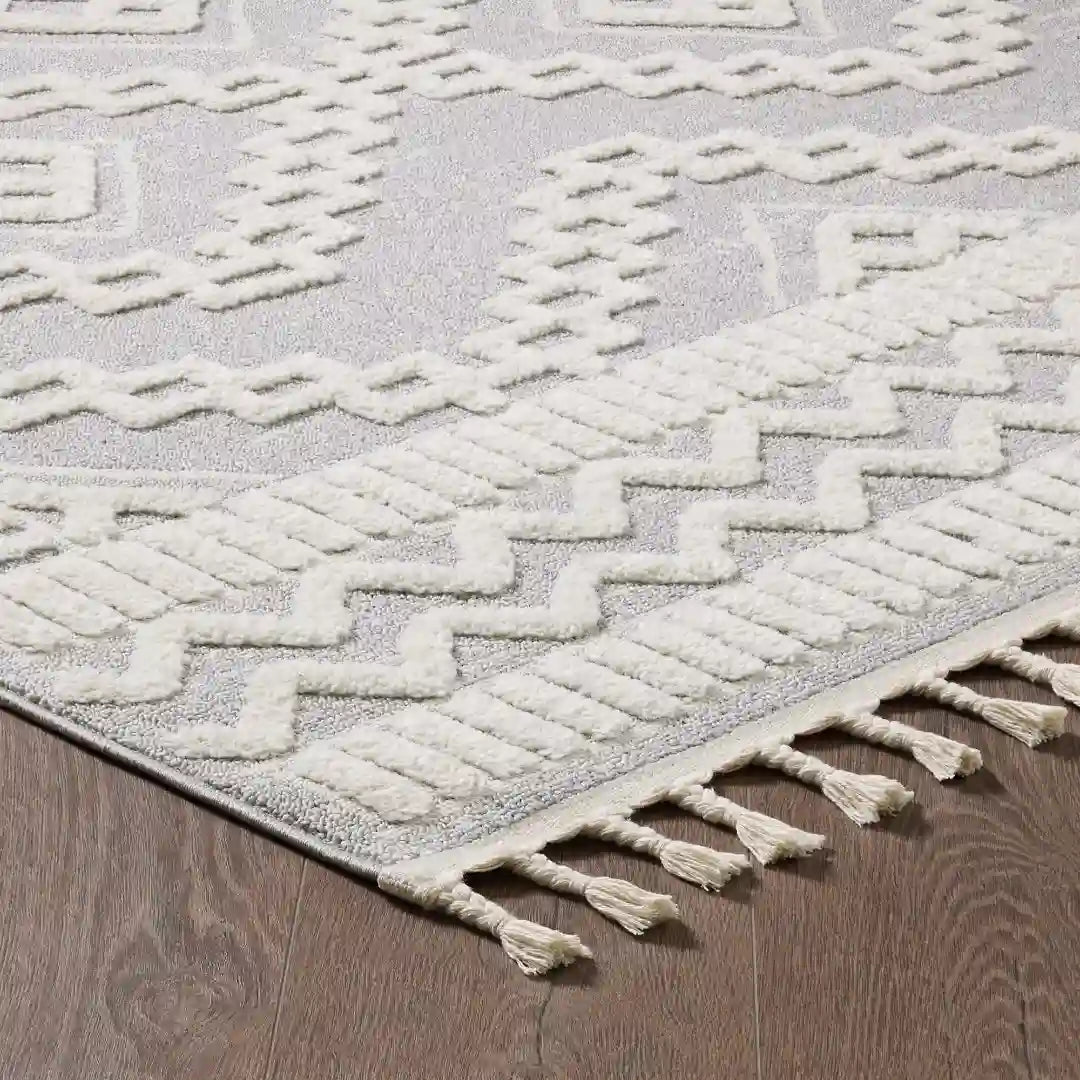 Grey Cream Moroccan Geometric Rug