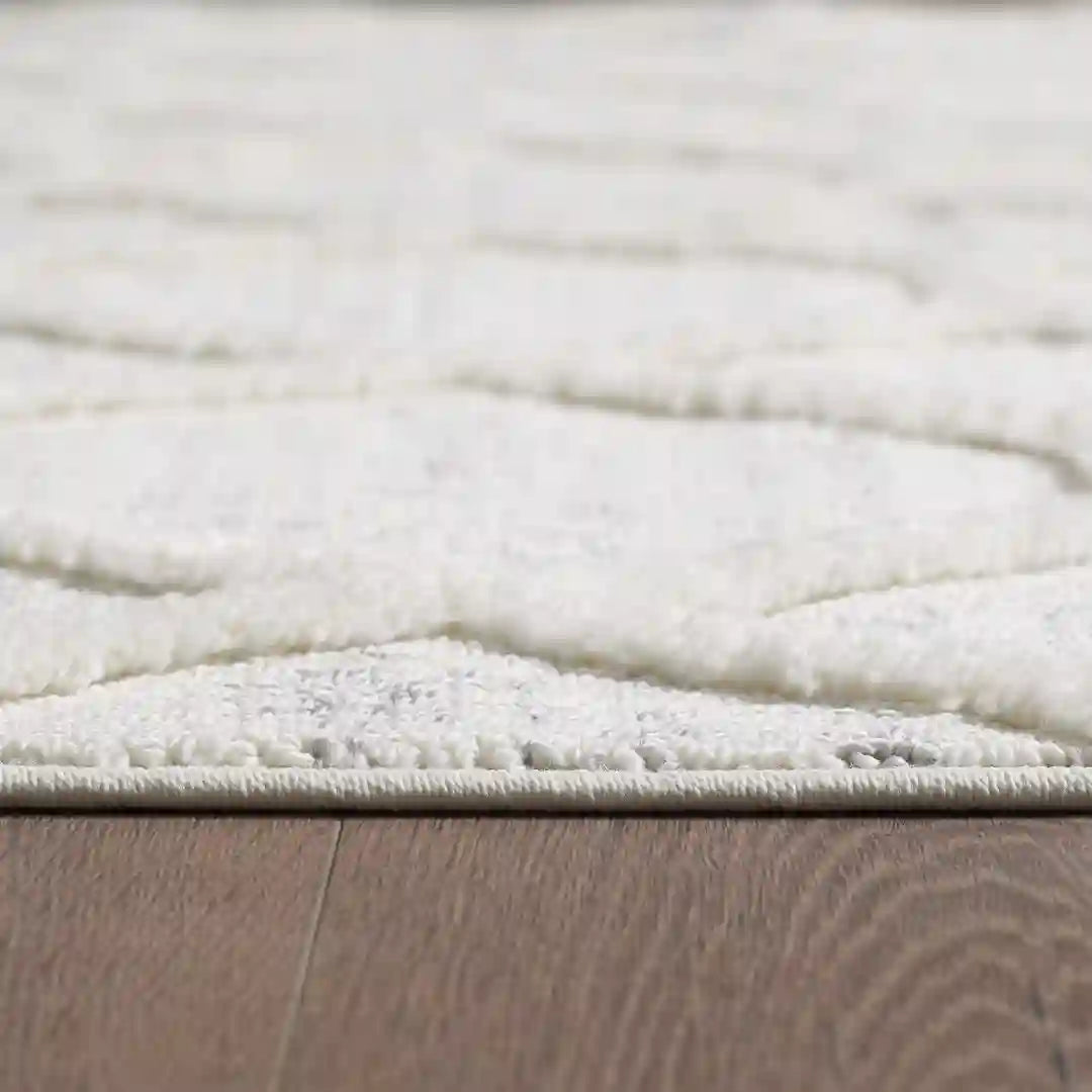 Off-White Grey Trellis Nexus Moroccan Shag Rug
