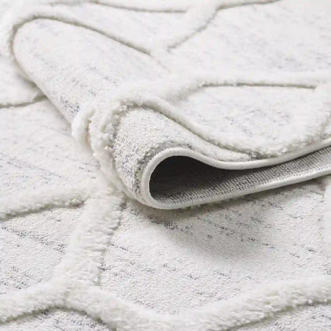 Off-White Grey Trellis Nexus Moroccan Shag Rug
