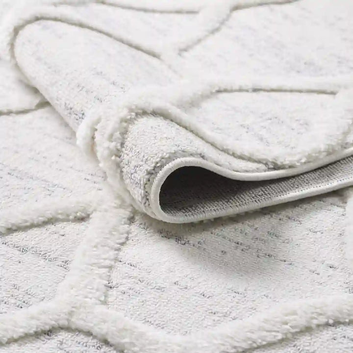 Off-White Grey Trellis Nexus Moroccan Shag Rug