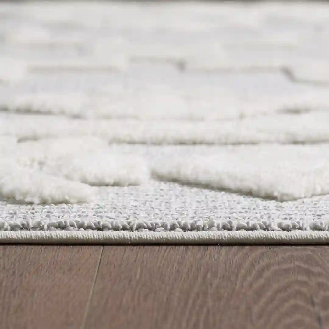Off-White Grey Modern Medallion Shag Rug