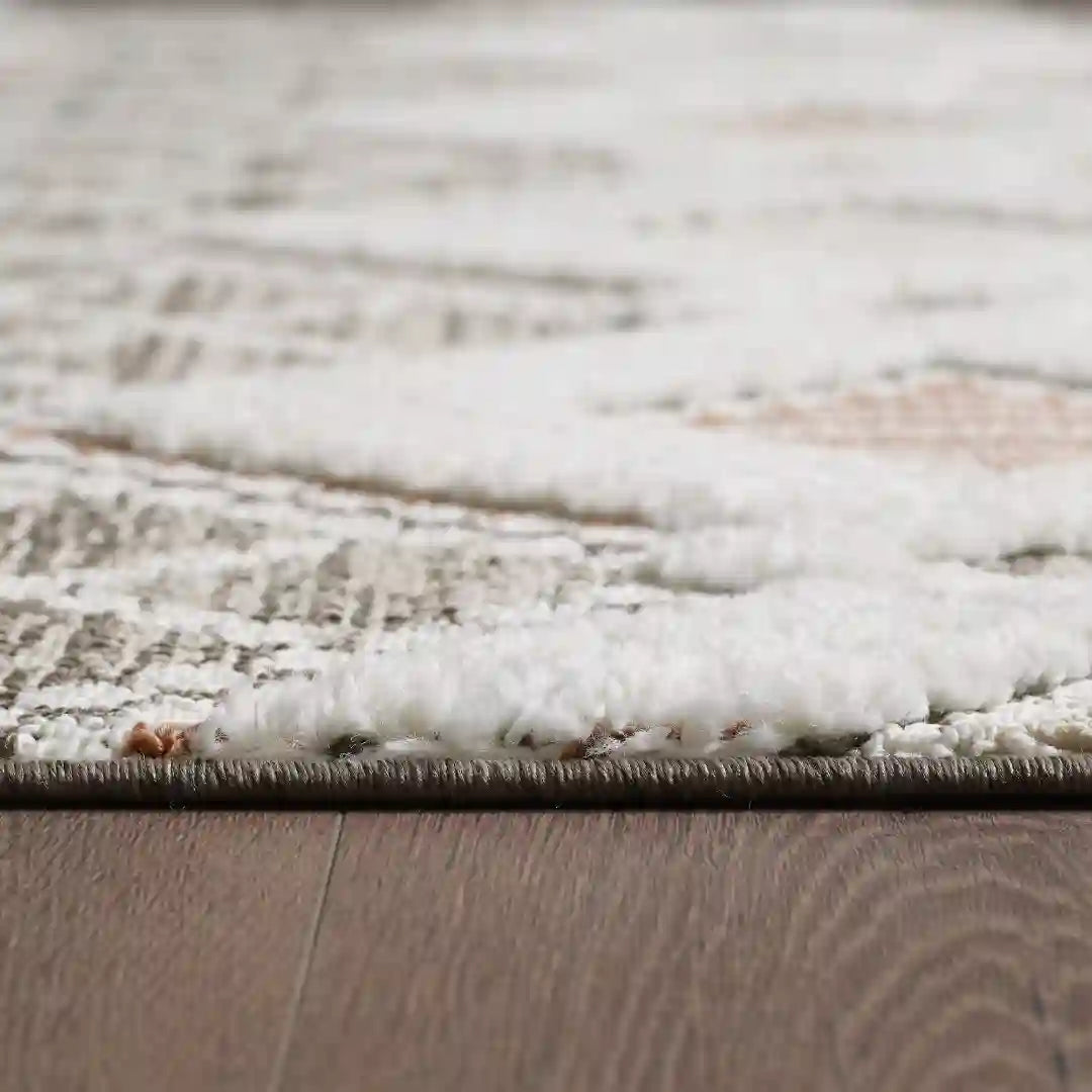 Brown Cream Moroccan Diamond Trellis Shag Rug