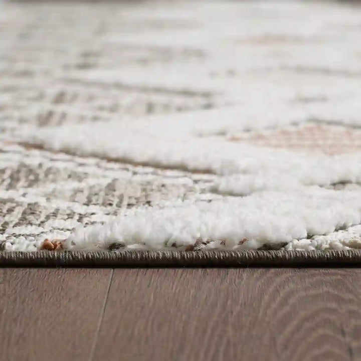 Brown Cream Moroccan Diamond Trellis Shag Rug