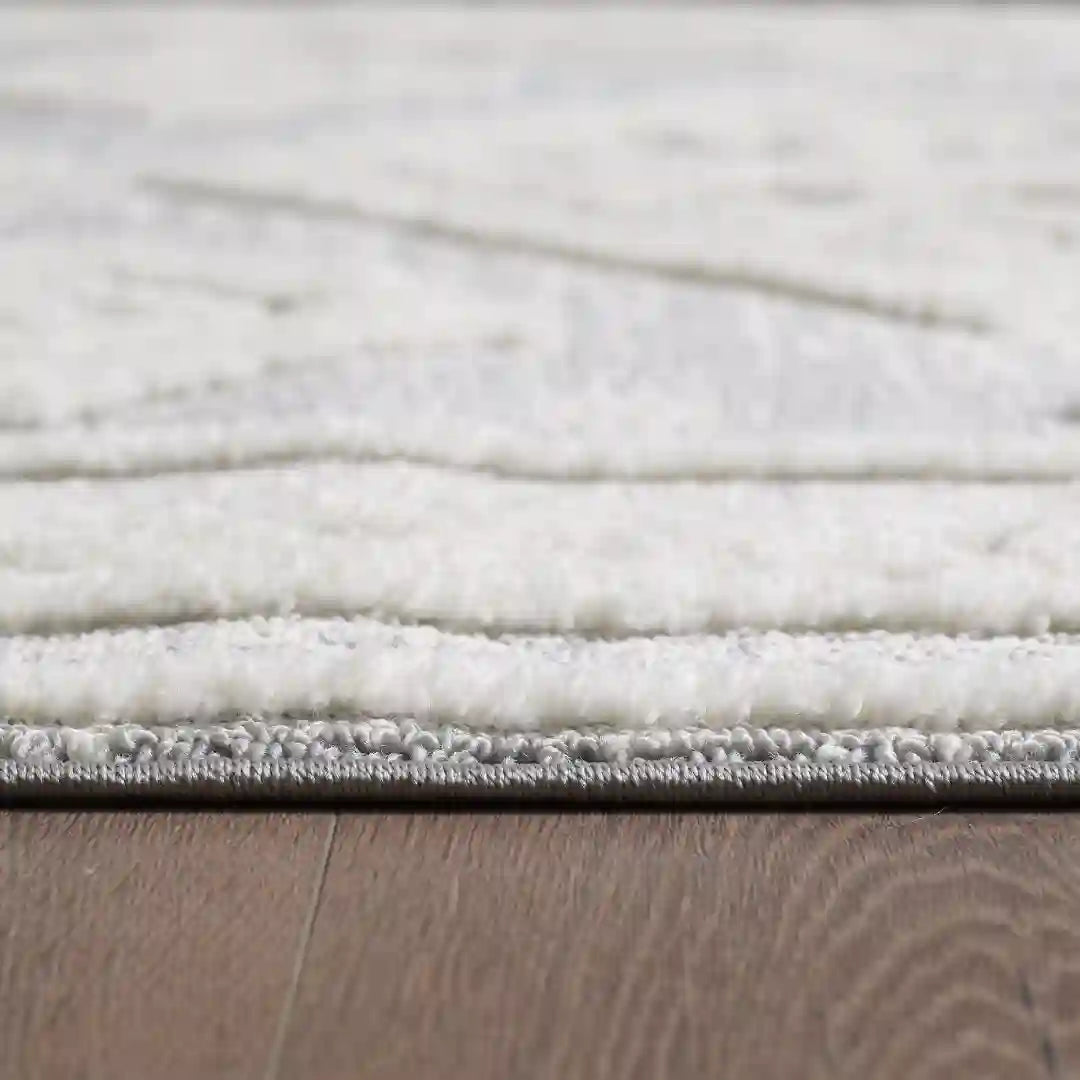 Off-White Grey Geometric Medallion Shag Rug
