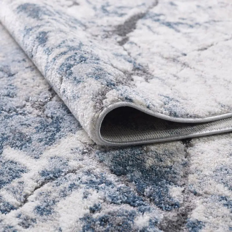Blue Grey Modern Abstract Marble Rug