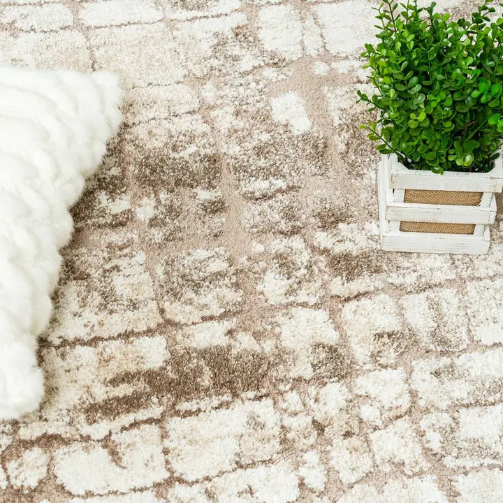 Beige Cream Modern Rustic Abstract Rug