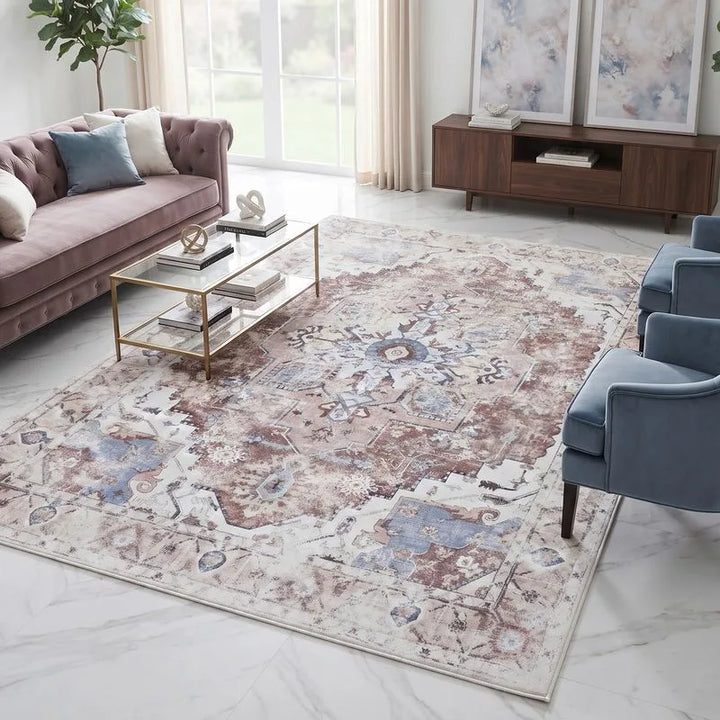 Cream Brown Rustic Oriental Modern Rug