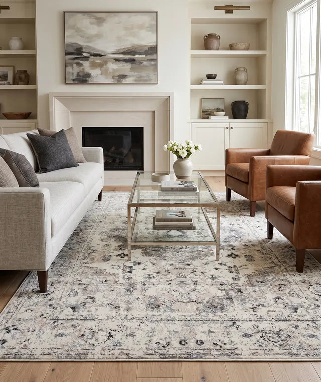 Beige Grey Bohemian Contemporary Rug