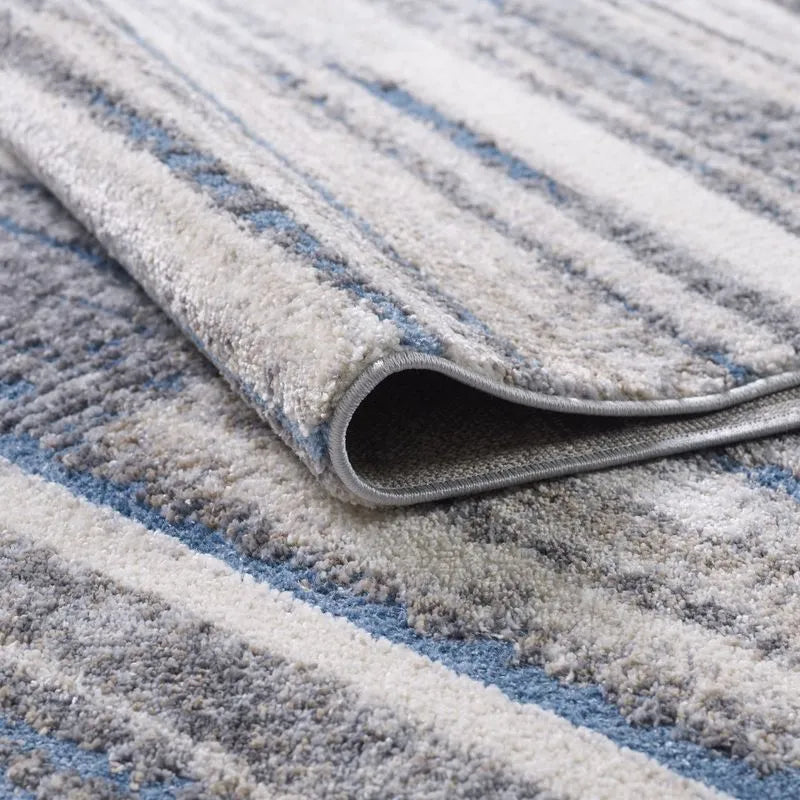 Blue Grey Modern Ombre Geometric Abstract Rug