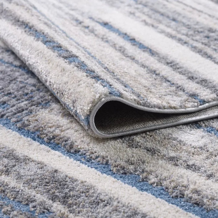 Blue Grey Modern Ombre Geometric Abstract Rug