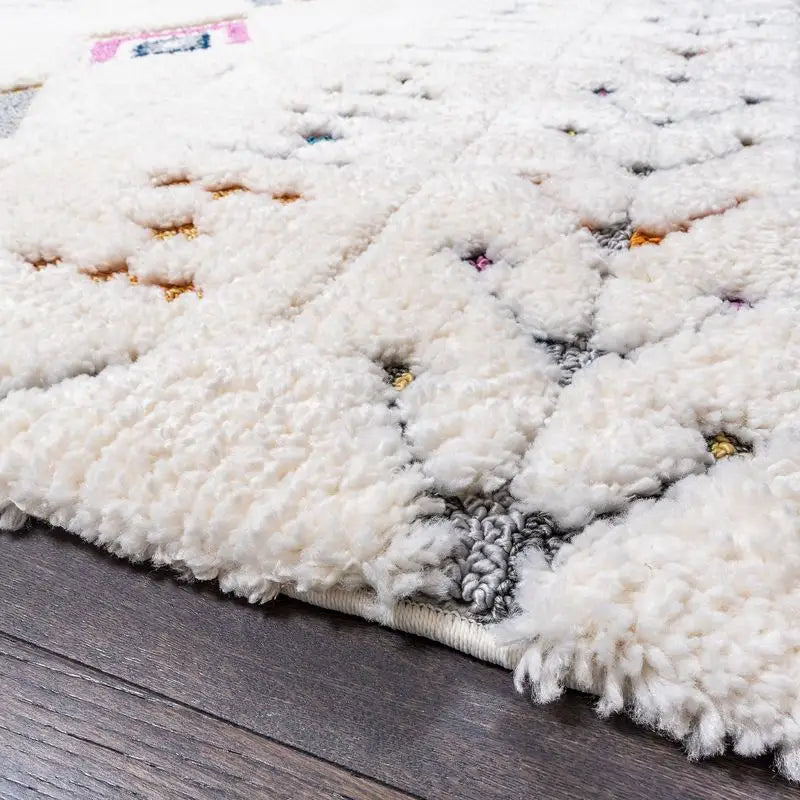 Off-White Multicolor Diamond Motif Contemporary Rug