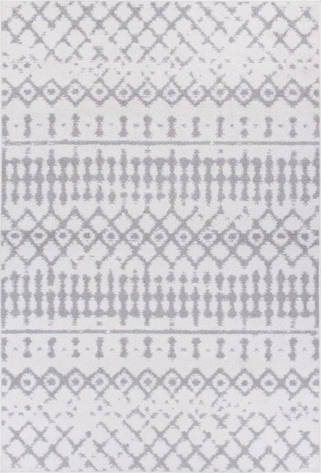 Grey Modern Geometric Moroccan Trellis Rug