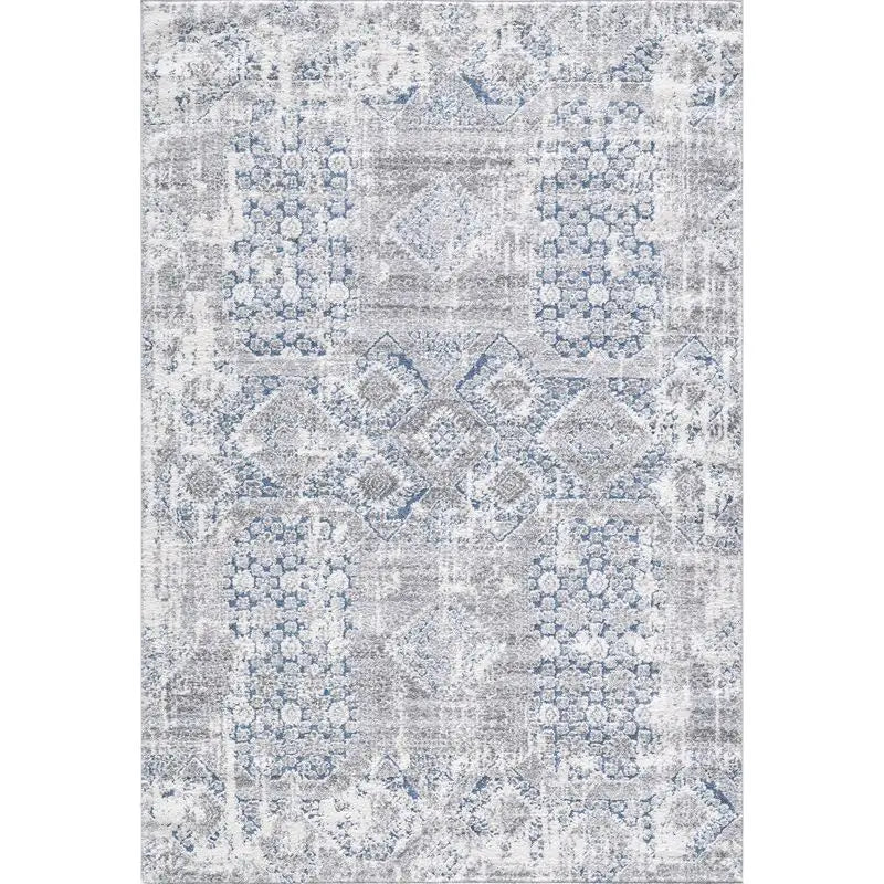 Off-White Blue Modern Abstract Rug