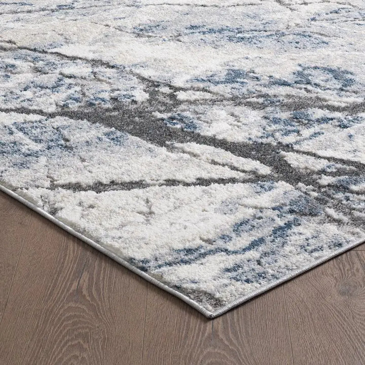 Blue Grey Modern Abstract Marble Rug