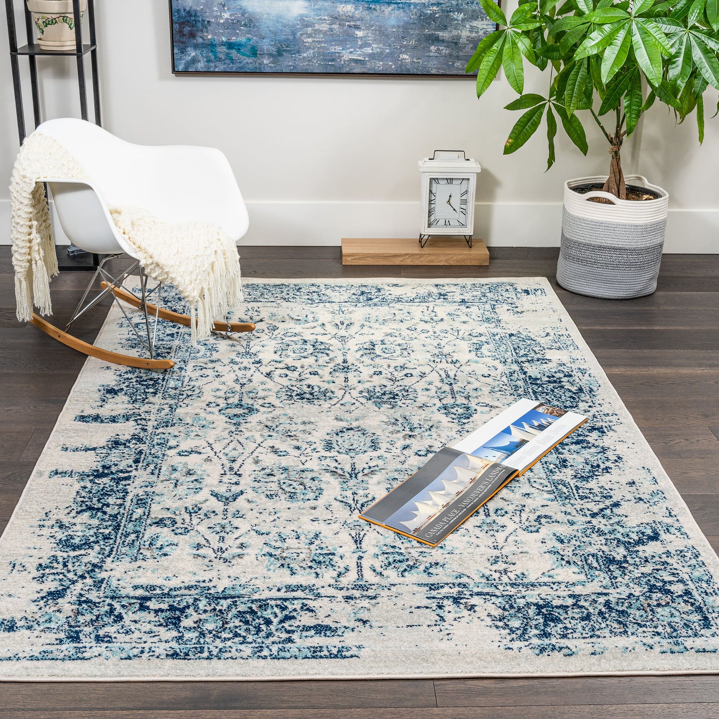 Fantasy Vintage Navy Area Rug