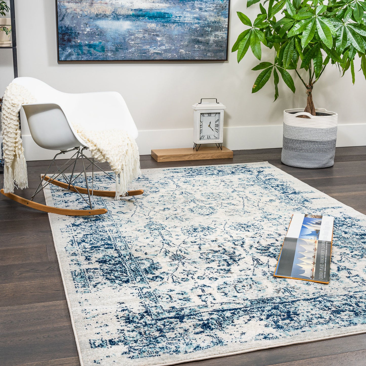 Fantasy Vintage Navy Area Rug